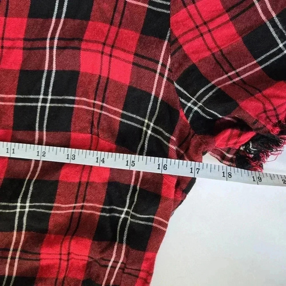 Zara black and red plaid distressed fringe punk holiday maxi dress sz M - Picture 6 of 9